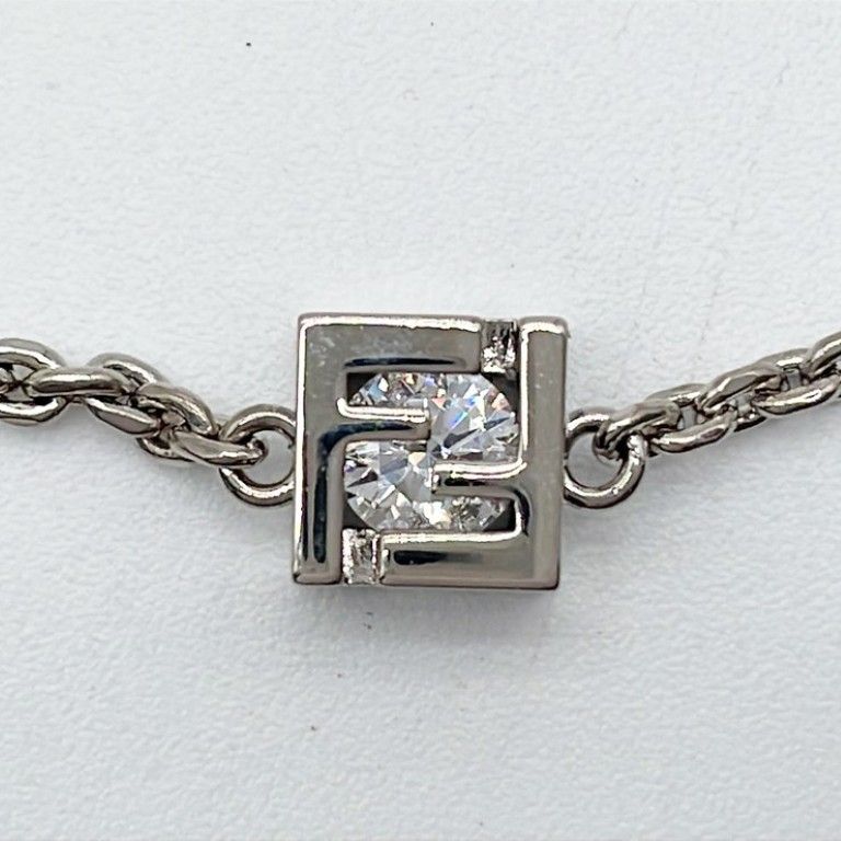 Fendi Bracelet Silver Metal FF Logo Rhinestone — view 2