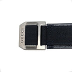 Gucci Belt Jumbo GG Nylon Leather Black Silver — view 3