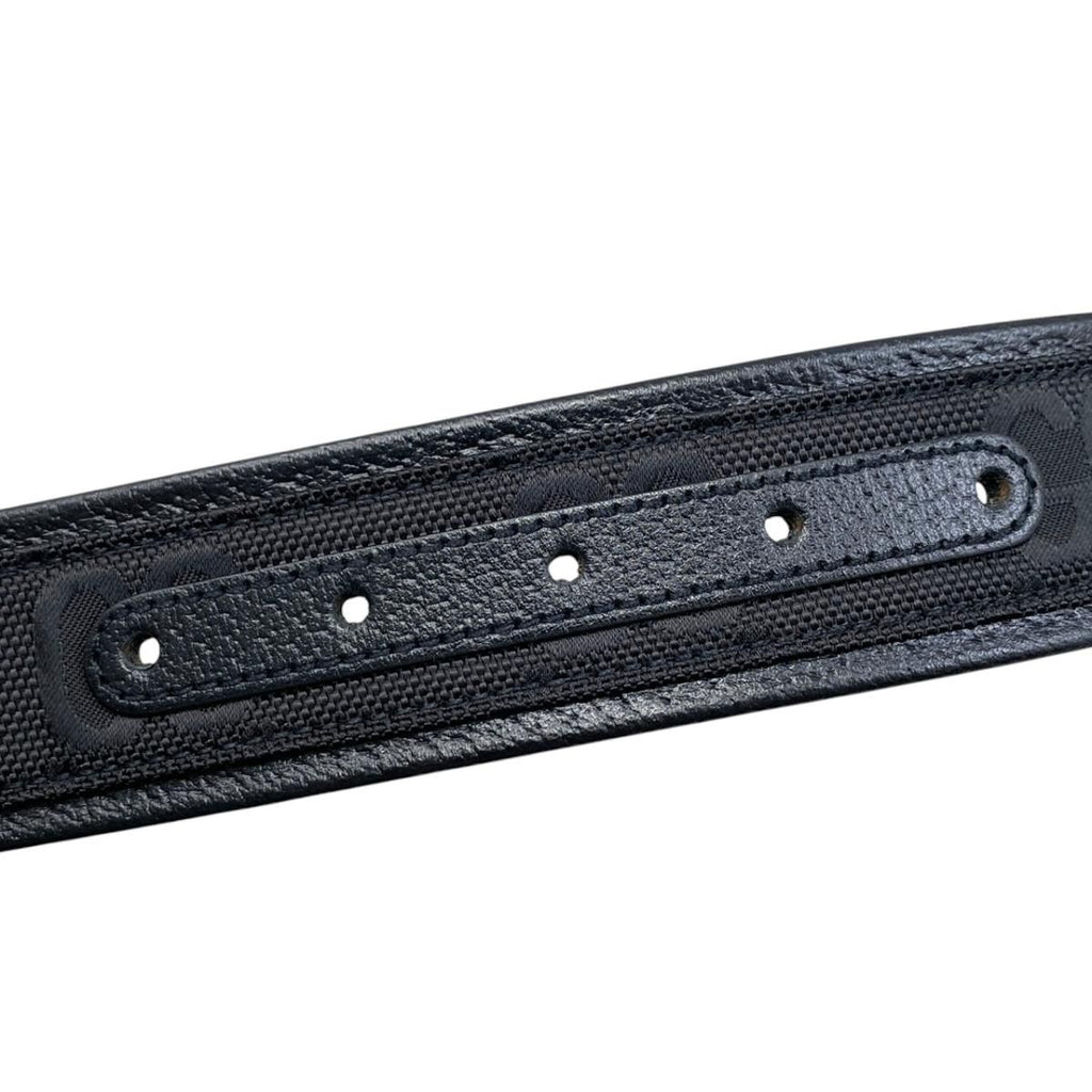 Gucci Belt Jumbo GG Nylon Leather Black Silver — view 5