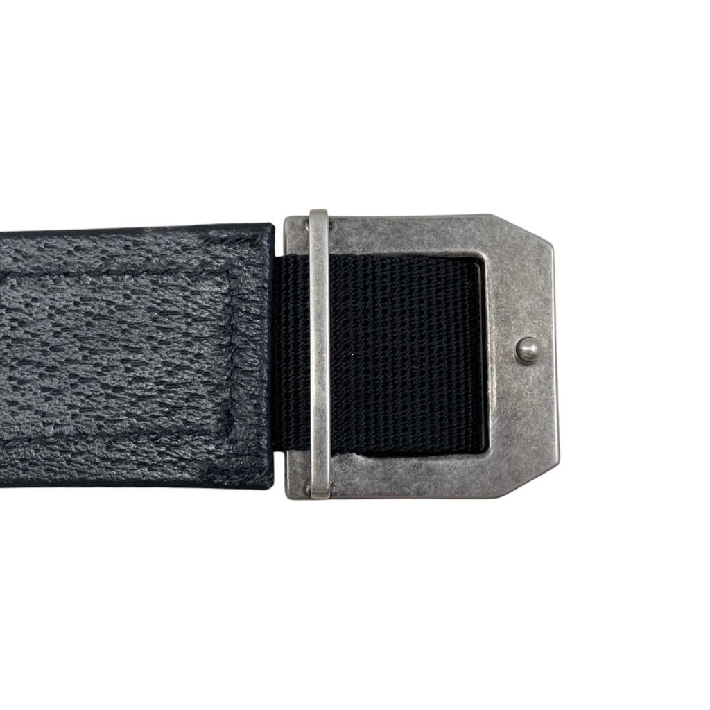 Gucci Belt Jumbo GG Nylon Leather Black Silver — view 4
