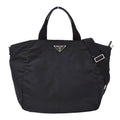 Prada Tote Shoulder Bag 2-Way Nylon Black Logo Large