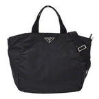 Prada Tote Shoulder Bag 2-Way Nylon Black Logo Large