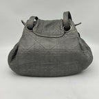 Dior Cannage Shoulder Bag Tote Leather Silver — view 2
