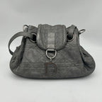 Dior Cannage Shoulder Bag Tote Leather Silver