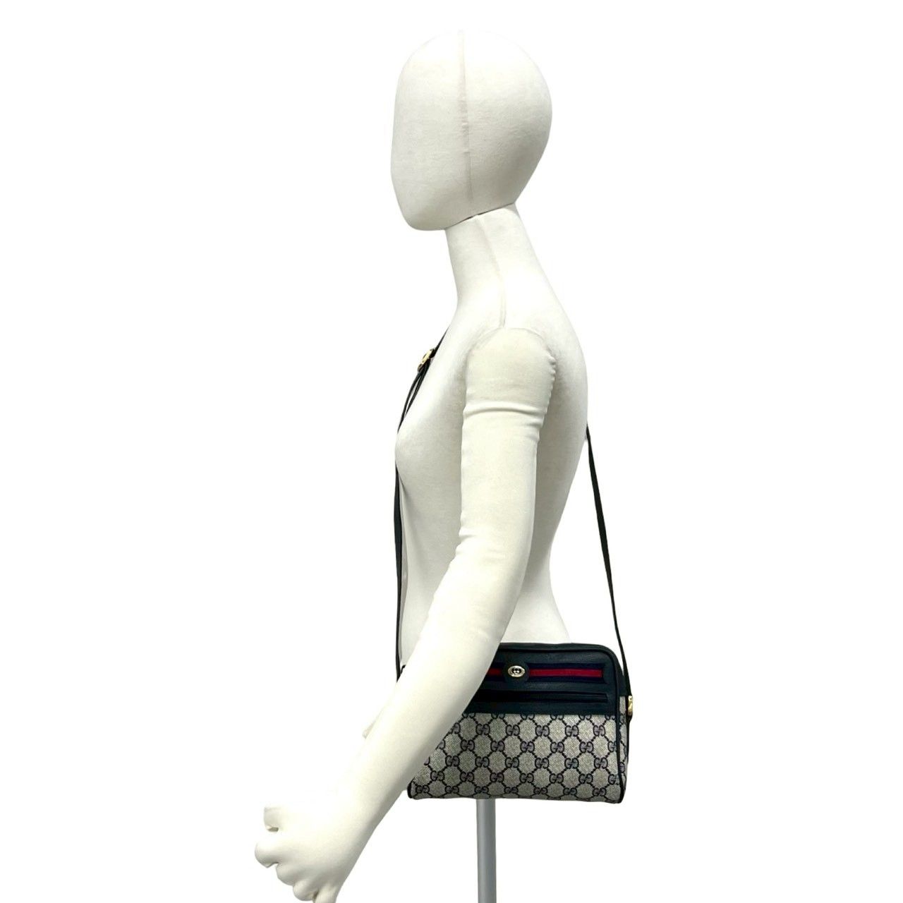 Gucci Vintage Sherry Line GG Logo Leather Shoulder Bag Pochette Crossbody Navy — view 2