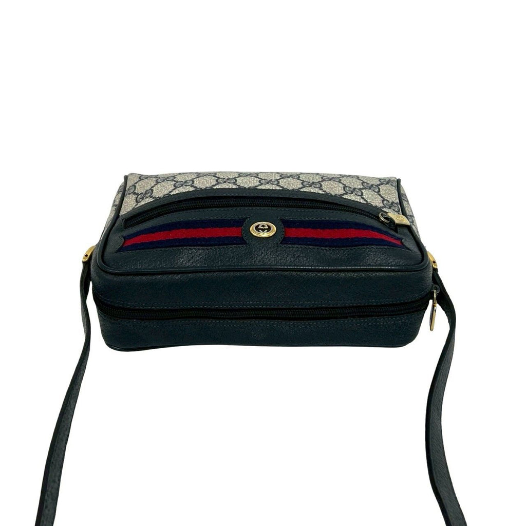 Gucci Vintage Sherry Line GG Logo Leather Shoulder Bag Pochette Crossbody Navy — view 4