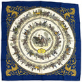Hermes Scarf Carre 90 la Promenade de Longchamps Walk to Long Chien Silk Blue