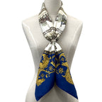 Hermes Scarf Carre 90 la Promenade de Longchamps Walk to Long Chien Silk Blue — view 6