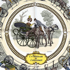 Hermes Scarf Carre 90 la Promenade de Longchamps Walk to Long Chien Silk Blue — view 2