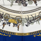 Hermes Scarf Carre 90 la Promenade de Longchamps Walk to Long Chien Silk Blue — view 3