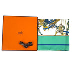 Hermes Scarf Carre 90 le Temps Des Marionnettes Marionette Time Silk Green — view 7