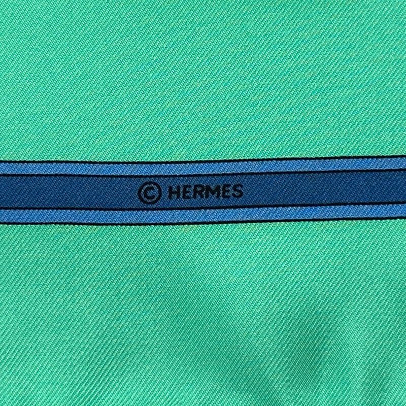 Hermes Scarf Carre 90 le Temps Des Marionnettes Marionette Time Silk Green — view 5