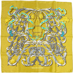Hermes Scarf Carre 90 le Mors a la Conetable Silk Yellow Multicolor Horse