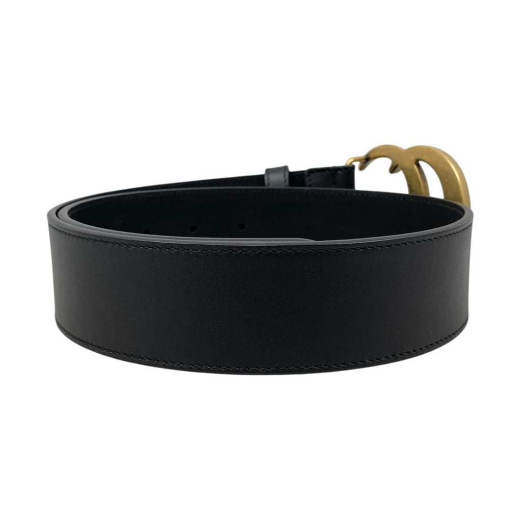 Gucci Belt GG Emblem Wide Leather Double Black Gold — view 2