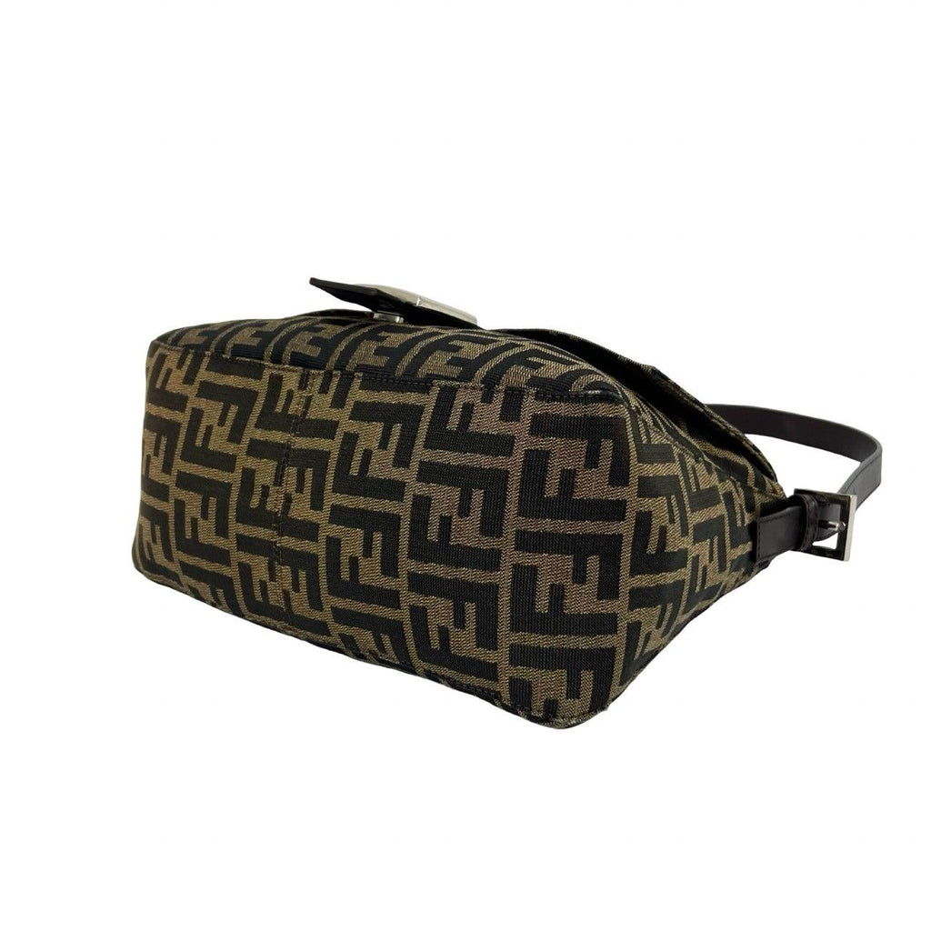 Fendi Mamma Bucket Zucca FF Logo Canvas Leather Shoulder Bag Brown — view 8