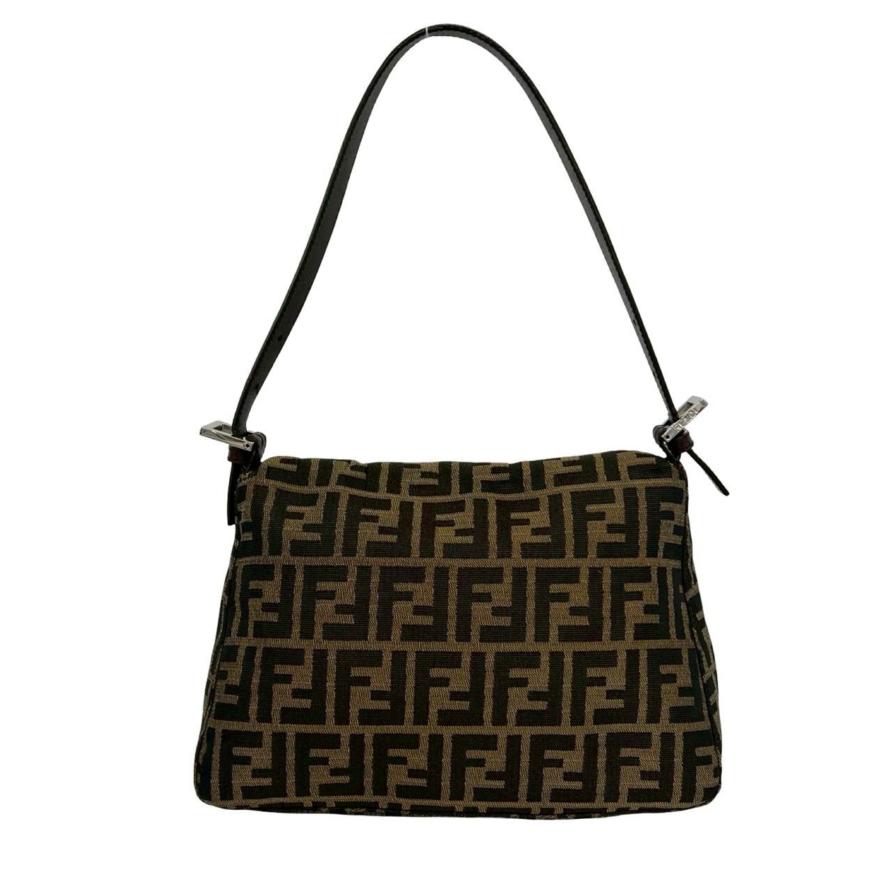 Fendi Mamma Bucket Zucca FF Logo Canvas Leather Shoulder Bag Brown — view 2