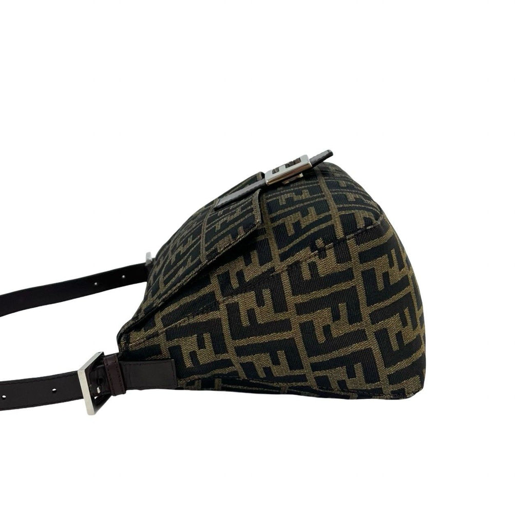 Fendi Mamma Bucket Zucca FF Logo Canvas Leather Shoulder Bag Brown — view 5