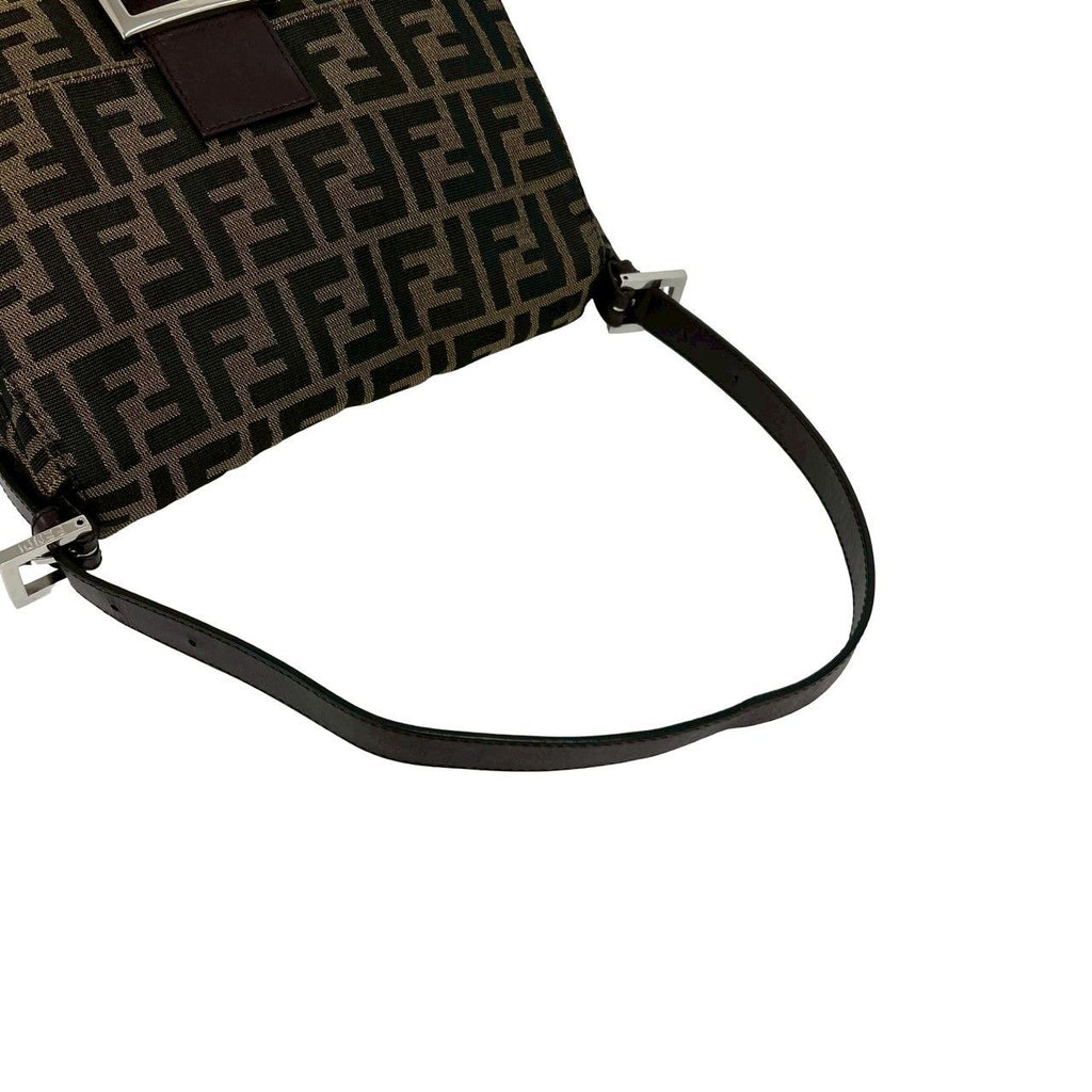 Fendi Mamma Bucket Zucca FF Logo Canvas Leather Shoulder Bag Brown — view 4