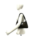 Fendi Zucca FF Logo Canvas Leather Shoulder Bag Brown — view 2