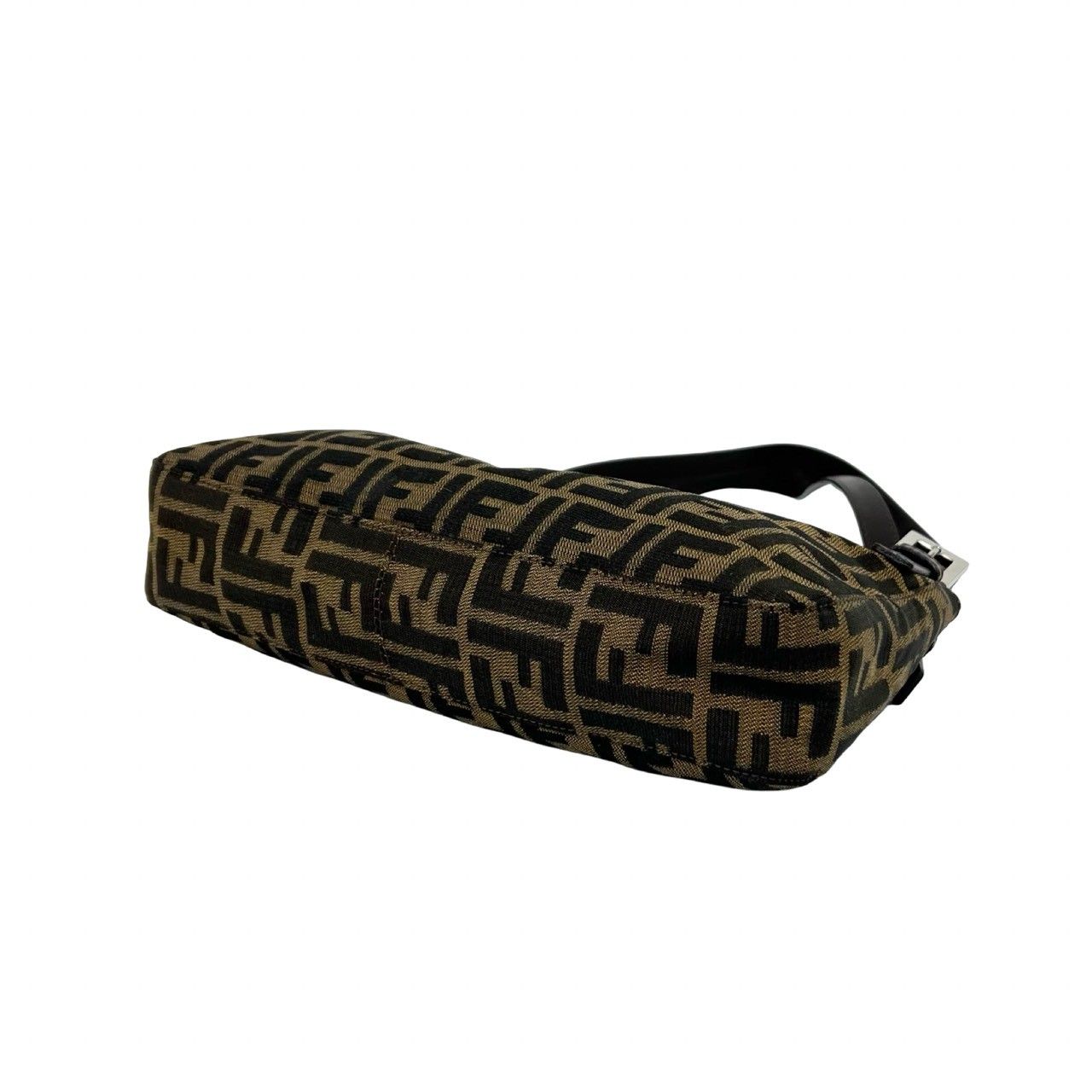 Fendi Zucca FF Logo Canvas Leather Shoulder Bag Brown — view 8