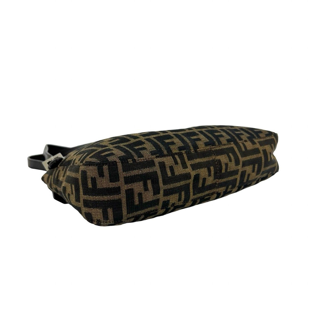 Fendi Zucca FF Logo Canvas Leather Shoulder Bag Brown — view 7