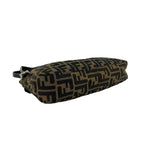 Fendi Zucca FF Logo Canvas Leather Shoulder Bag Brown — view 7