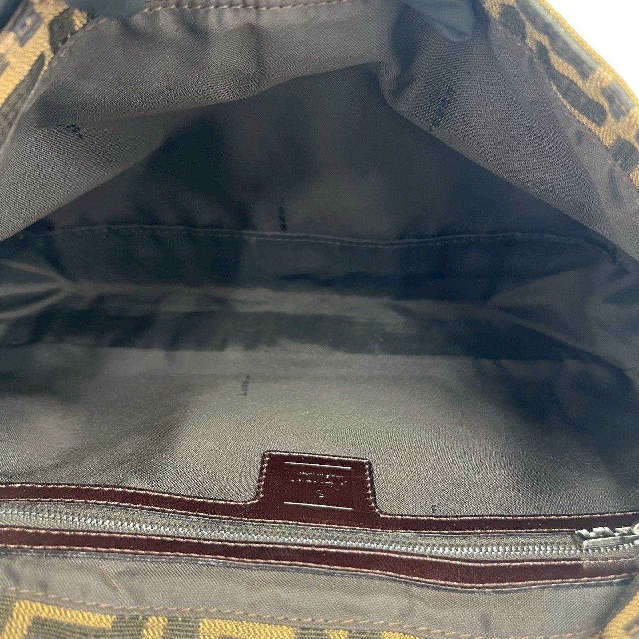 Fendi Zucca FF Logo Canvas Leather Shoulder Bag Brown — view 9