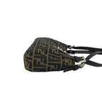 Fendi Zucca FF Logo Canvas Leather Shoulder Bag Brown — view 6