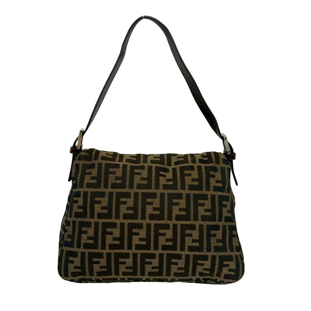 Fendi Mamma Bucket Zucca FF Logo Canvas Leather Shoulder Bag Brown — view 3