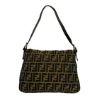 Fendi Mamma Bucket Zucca FF Logo Canvas Leather Shoulder Bag Brown — view 3