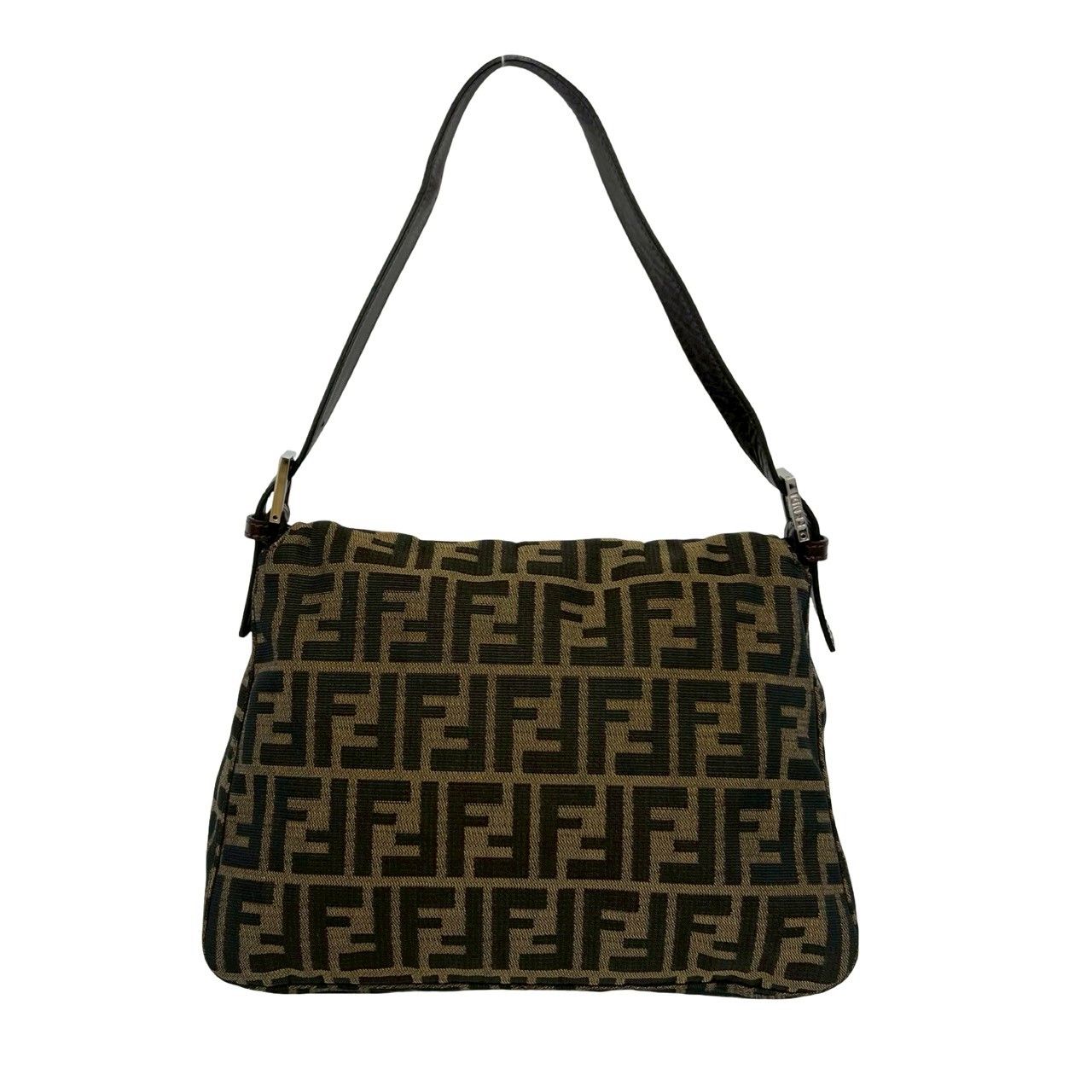 Fendi Mamma Bucket Zucca FF Logo Canvas Leather Shoulder Bag Brown — view 3