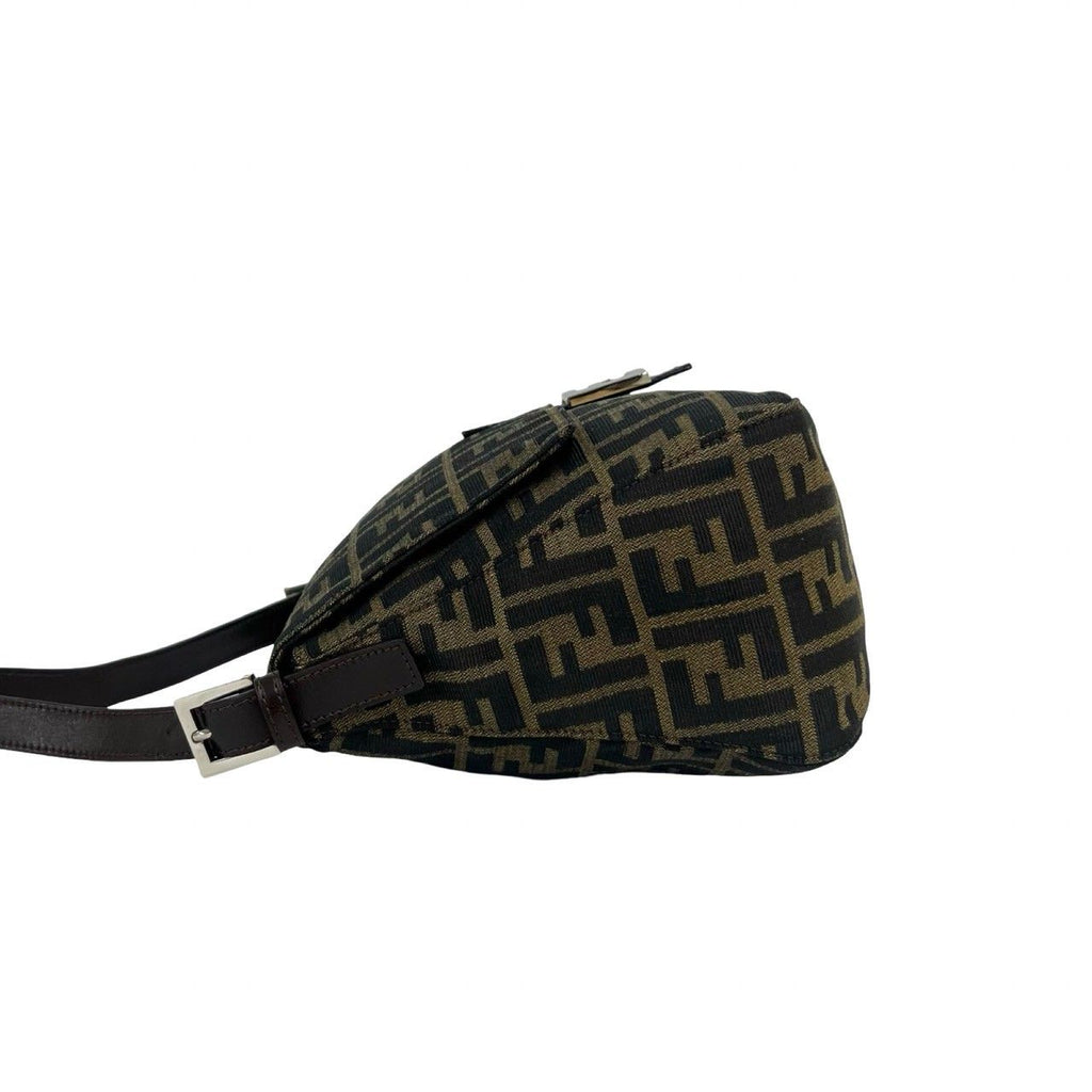 Fendi Mamma Bucket Zucca FF Logo Canvas Leather Shoulder Bag Brown — view 5