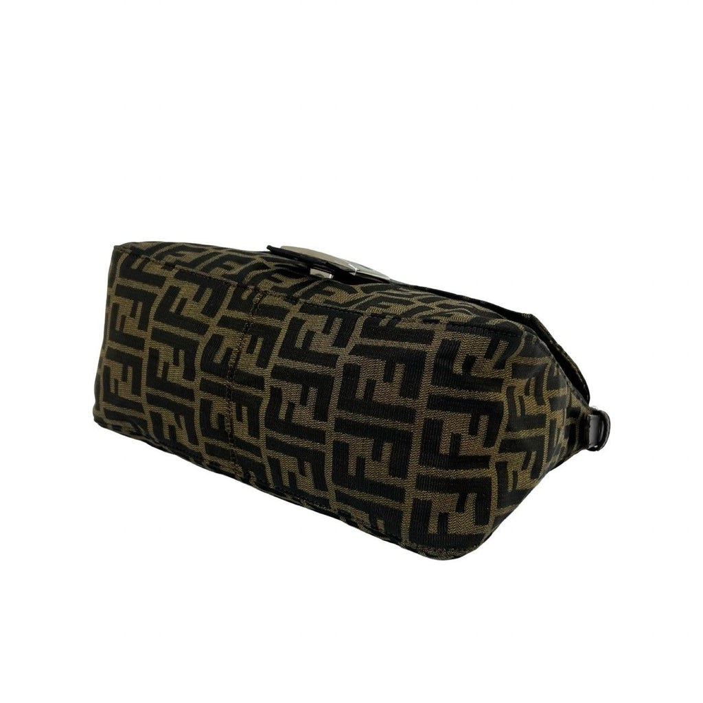Fendi Mamma Bucket Zucca FF Logo Canvas Leather Shoulder Bag Brown — view 8