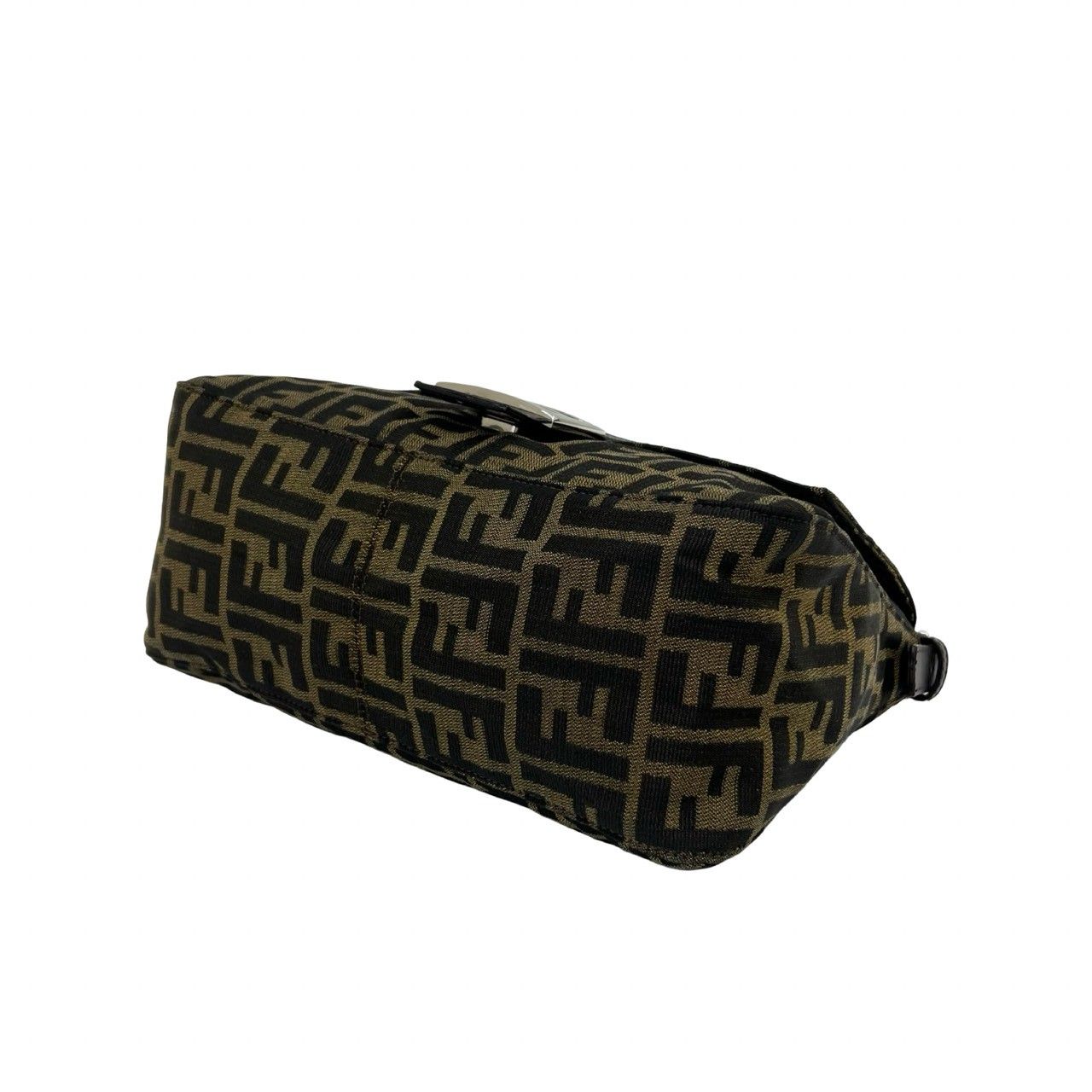 Fendi Mamma Bucket Zucca FF Logo Canvas Leather Shoulder Bag Brown — view 8
