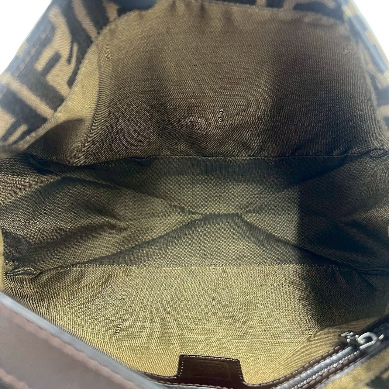 Fendi Mamma Bucket Zucca FF Logo Canvas Leather Shoulder Bag Brown — view 9