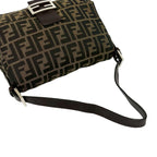 Fendi Mamma Bucket Zucca FF Logo Canvas Leather Shoulder Bag Brown — view 4