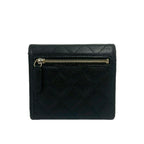 Chanel Quilted CC Logo Caviar Leather Trifold Wallet Mini Coin Purse Black — view 2