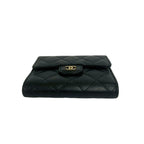 Chanel Quilted CC Logo Caviar Leather Trifold Wallet Mini Coin Purse Black — view 6