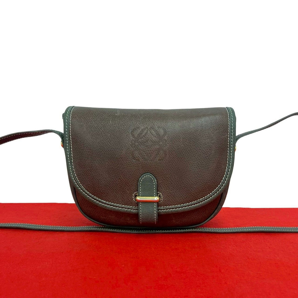 Loewe Vintage Anagram Logo Leather Mini Shoulder Bag Pochette Crossbody Brown