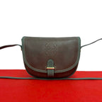 Loewe Vintage Anagram Logo Leather Mini Shoulder Bag Pochette Crossbody Brown