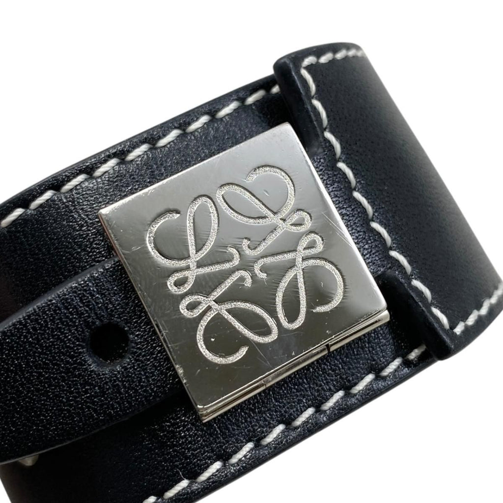 Loewe Bracelet Anagram Logo 110.10.024 Calfskin Black Brown Silver — view 3