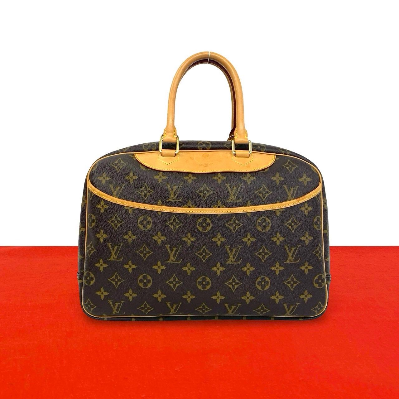 Louis Vuitton Vintage Deauville Monogram Leather Boston Bag Brown