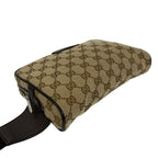 Gucci GG Logo Pattern Canvas Leather Belt Bag Waist Pouch Pochette Brown — view 7