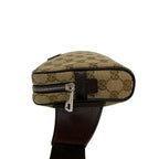 Gucci GG Logo Pattern Canvas Leather Belt Bag Waist Pouch Pochette Brown — view 5