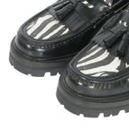 Celine Zebra Pattern Tassel Loafers Leather Shoes 42 Black — view 4