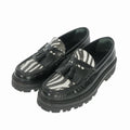 Celine Zebra Pattern Tassel Loafers Leather Shoes 42 Black