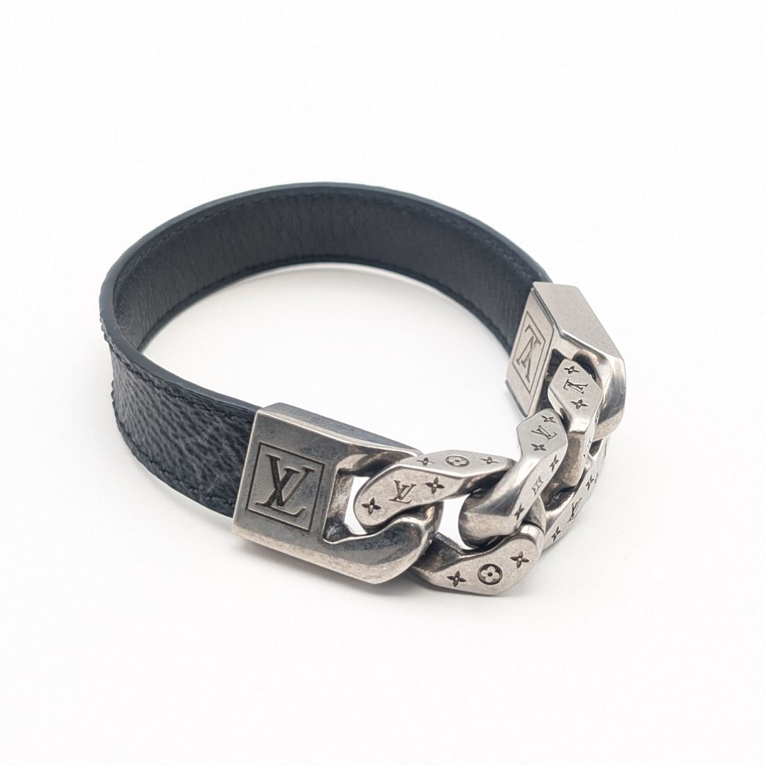 Louis Vuitton Bracelet Chain Monogram Eclipse Silver