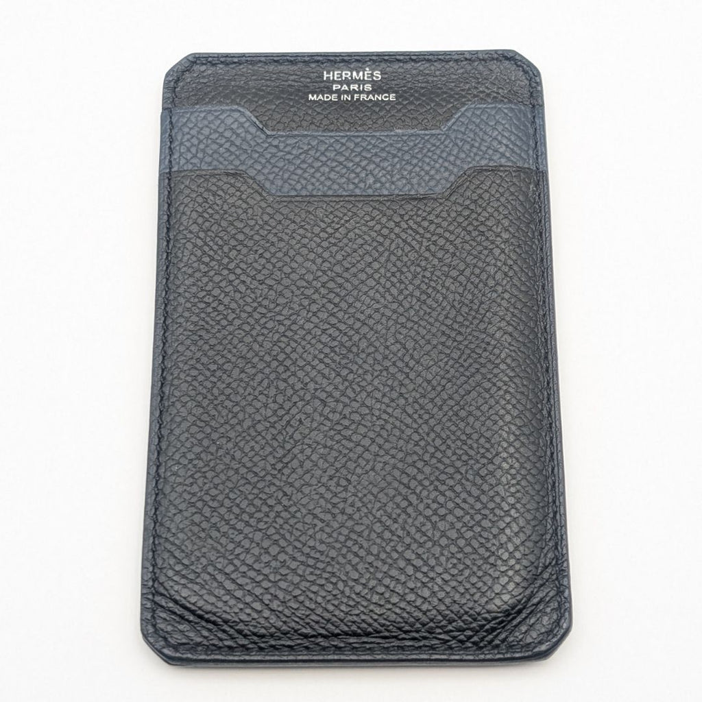 Hermes City Veau Epsom Black Navy Card Case Business Holder — view 2