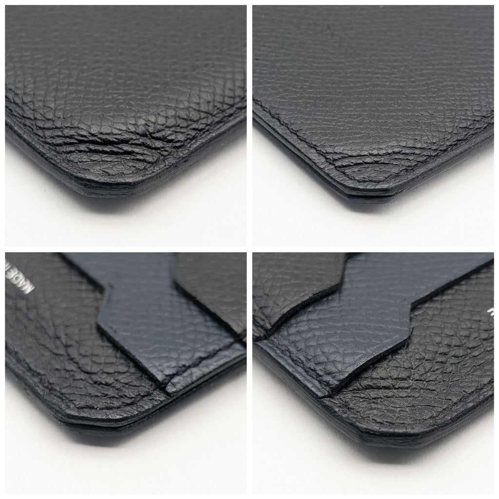 Hermes City Veau Epsom Black Navy Card Case Business Holder — view 4