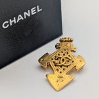 Chanel Brooch CC Logo Gold Cross Vintage
